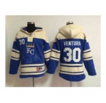 mlb jerseys kansas city royals #30 ventura blue[pullover hooded sweatshirt]