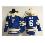 mlb jerseys kansas city royals #6 cain blue[pullover hooded sweatshirt]