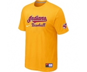 MLB Cleveland Indians Nike Yellow Short Sleeve Practice T-Shirt
