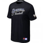 MLB Milwaukee Brewers Black Nike Short Sleeve Practice T-Shirt