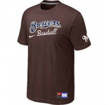 MLB Milwaukee Brewers Brown Nike Short Sleeve Practice T-Shirt