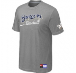 MLB Milwaukee Brewers L.Grey Nike Short Sleeve Practice T-Shirt