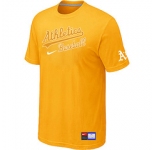 MLB Oakland Athletics Yellow Nike Short Sleeve Practice T-Shirt