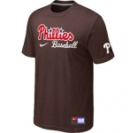 MLB Philadelphia Phillies Nike Short Sleeve Practice T-Shirt Brown