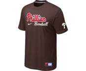 MLB Philadelphia Phillies Nike Short Sleeve Practice T-Shirt Brown