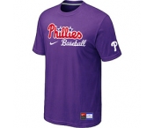 MLB Philadelphia Phillies Nike Short Sleeve Practice T-Shirt Purple