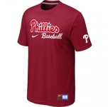 MLB Philadelphia Phillies Nike Short Sleeve Practice T-Shirt Red