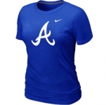 Women MLB Atlanta Braves Blue Nike Blended T-Shirt