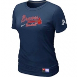 Women MLB Atlanta Braves Nike D.Blue Short Sleeve Practice T-Shirt