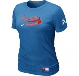 Women MLB Atlanta Braves Nike L.blue Short Sleeve Practice T-Shirt