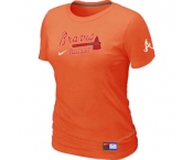 Women MLB Atlanta Braves Nike Orange Short Sleeve Practice T-Shirt