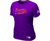 Women MLB Atlanta Braves Nike Purple Short Sleeve Practice T-Shirt