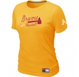 Women MLB Atlanta Braves Nike Yellow Short Sleeve Practice T-Shirt