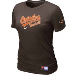Women MLB Baltimore Orioles Nike Brown Short Sleeve Practice T-Shirt