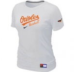 Women MLB Baltimore Orioles Nike White Short Sleeve Practice T-Shirt
