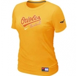 Women MLB Baltimore Orioles Nike Yellow Short Sleeve Practice T-Shirt