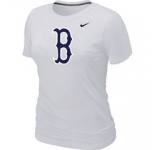 Women MLB Boston Red Sox Heathered Nike White Blended T-Shirt