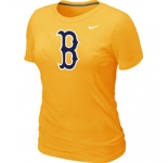 Women MLB Boston Red Sox Heathered Nike Yellow Blended T-Shirt