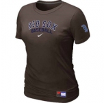 Women MLB Boston Red Sox Nike Brown Short Sleeve Practice T-Shirt