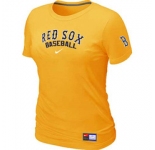 Women MLB Boston Red Sox Nike Yellow Short Sleeve Practice T-Shirt