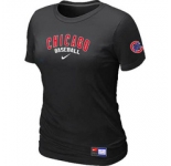Women MLB Chicago Cubs Nike Black Short Sleeve Practice T-Shirt