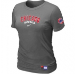 Women MLB Chicago Cubs Nike D.Grey Short Sleeve Practice T-Shirt