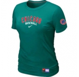Women MLB Chicago Cubs Nike L.Green Short Sleeve Practice T-Shirt