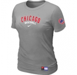 Women MLB Chicago Cubs Nike L.Grey Short Sleeve Practice T-Shirt