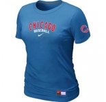Women MLB Chicago Cubs Nike L.blue Short Sleeve Practice T-Shirt
