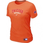Women MLB Chicago Cubs Nike Orange Short Sleeve Practice T-Shirt