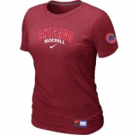 Women MLB Chicago Cubs Nike Red Short Sleeve Practice T-Shirt