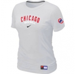 Women MLB Chicago Cubs Nike White Short Sleeve Practice T-Shirt