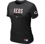 Women MLB Cincinnati Reds Nike Black Short Sleeve Practice T-Shirt