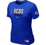 Women MLB Cincinnati Reds Nike Blue Short Sleeve Practice T-Shirt