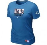 Women MLB Cincinnati Reds Nike L.blue Short Sleeve Practice T-Shirt