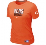 Women MLB Cincinnati Reds Nike Orange Short Sleeve Practice T-Shirt