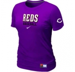 Women MLB Cincinnati Reds Nike Purple Short Sleeve Practice T-Shirt
