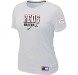 Women MLB Cincinnati Reds Nike White Short Sleeve Practice T-Shirt