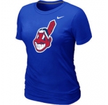 Women MLB Cleveland Indians Heathered Nike Blue Blended T-Shirt