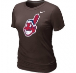Women MLB Cleveland Indians Heathered Nike Brown Blended T-Shirt