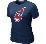 Women MLB Cleveland Indians Heathered Nike D.Blue Blended T-Shirt