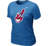 Women MLB Cleveland Indians Heathered Nike L.blue Blended T-Shirt