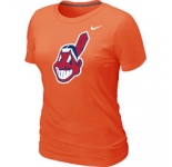 Women MLB Cleveland Indians Heathered Nike Orange Blended T-Shirt