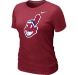 Women MLB Cleveland Indians Heathered Nike Red Blended T-Shirt