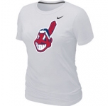 Women MLB Cleveland Indians Heathered Nike White Blended T-Shirt