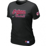 Women MLB Cleveland Indians Nike Black Short Sleeve Practice T-Shirt