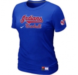 Women MLB Cleveland Indians Nike Blue Short Sleeve Practice T-Shirt