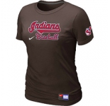 Women MLB Cleveland Indians Nike Brown Short Sleeve Practice T-Shirt