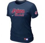 Women MLB Cleveland Indians Nike D.Blue Short Sleeve Practice T-Shirt