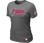 Women MLB Cleveland Indians Nike D.Grey Short Sleeve Practice T-Shirt